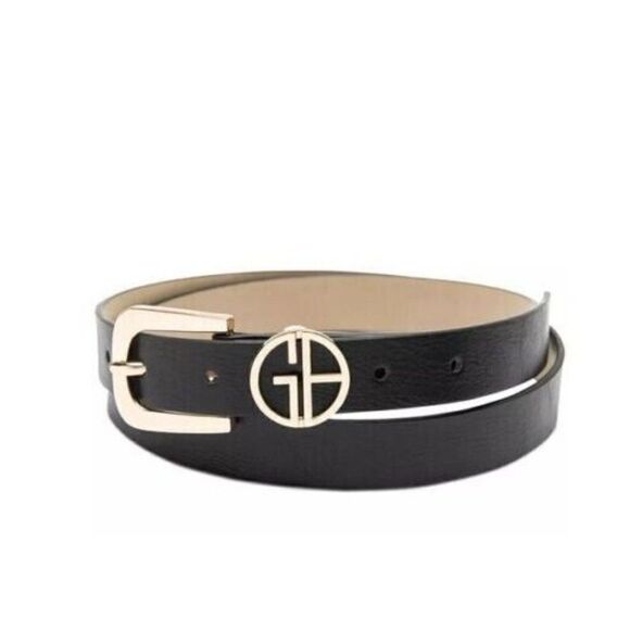 Giani Bernini Logo Keeper Belt, 1” wide, Faux-leather, Black - Picture 1 of 7